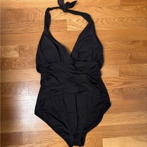Ana Black Halter One-Piece swimsuit.  Size 10